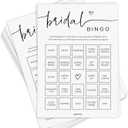 Bridal Shower Gift Bingo, Bridal Shower Games for 50 Guests, Prefilled with Perforated Calling Card, Minimalist