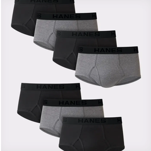 Hanes Ultimate ComfortSoft Men's Brief Underwear, Full-Rise, 7-Pack, Black/Gray, L