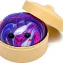 Mystery Purple Marble Design Dumpling Squishies with Steamer Box, Soft Stretchy Bao Bun Stress Relief Balls, Sensory Fidget Squeeze Toys for Anxiety Relief, Decompression Desk Toys