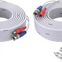 ANNKE 2 Pack Security Camera Cable 30M/100ft All-in-One BNC Video Power Cables, Extension Wire Cord for CCTV Cams DVR Surveillance System with 2X Connectors and 2X RCA Adapters-White