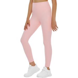 THE GYM PEOPLE Girls Workout Leggings Kids High Waist Stretch Athletic Dance Yoga Pants with Pockets (Pink, XL)