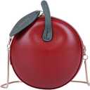 LUOZZY Apple Purse Shape Fruit Shape Handbag PU Leather Handbag Cartoon Shoulder Bag Adjustable Strap Apple Clutch for Women Girls - Fuchsia