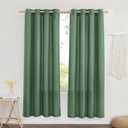 NICETOWN Thick Linen Blend Flax Window Curtains, Grommet Vertical Drapes Privacy Added with Light Through Window Treatment for Bedroom/Living Room, Olive Green, W55 x L72, 2 Panels