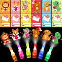 30 Pack Valentines Day Classroom Gifts for Kids - Valentines Cards with LED Finger Lights, Light Up Valentine Party Favors for School Class Exchange Valentines Gifts for Boys Girls