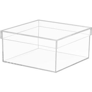 Clear Acrylic Box, Large Acrylic Box with Lid 7.9x7.9x3.9 Inches Plastic Square Cube Containers Storage Box for Candy Pill and Tiny Jewelry