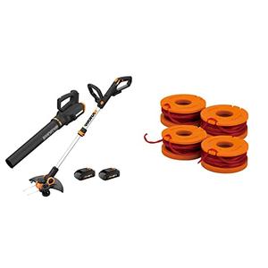 WORX 20V String Trimmer, Edger & Leaf Blower Cordless with Battery, Charger & Trimmer Line Replacement (4 Pack)