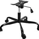 Frassie Office Gaming Chair Metal Base Replacement with Bottom Plate Stand Cylinder, 5 Wheels (Black)