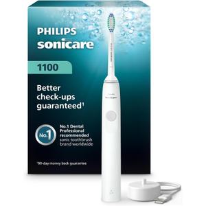 Philips Sonicare 1100 Series Electric Toothbrush - Sonic Toothbrush with Advanced Sonic Technology, EasyStart, Smartimer & Quadpacer, White, Model HX3641/02