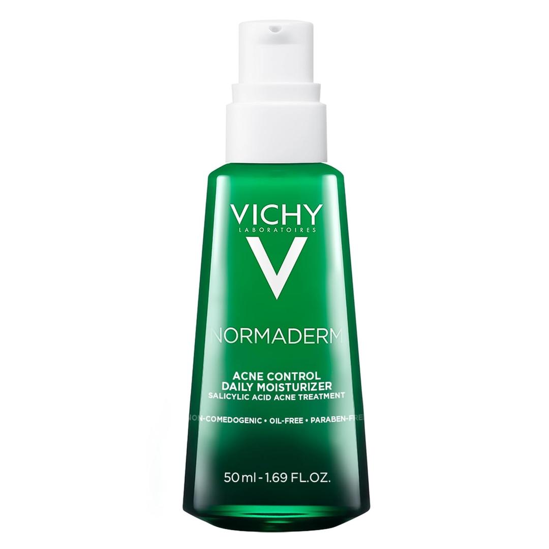 VICHY Normaderm Acne Control Daily Moisturizer, Oil Free Acne Moisturizer For Face, Max Strength 2% Salicylic Acid + Hyaluronic Acid + Vitamin C, Targets Blackheads, Blemishes & Enlarged Pores (1.7 Fl Oz (Pack of 1))