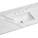 60 in.W x 22 in.D Quartz Calacatta River Vanity Top,with Undermount Middle Sink Vanity Top,with Two Sidesplash & One Backsplash,8 Inch Faucet Hole Spread Bathroom Vanity Sink Countertop