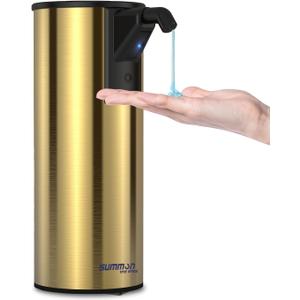Stainless Steel Automatic Soap Dispenser 4-Level Adjustable, Touchless Electric Battery Operated for Bathroom and Kitchen, 350ml Liquid Dispenser with Smart Sensor (Gold)