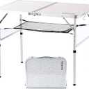 Folding Camping Table, 36''L x24''W Camp Aluminum Table with Adjustable Height Legs, Indoor Outdoor Lightweight Portable Folding Dining Table for Camp Picnic Beach BBQ Cooking 3Ft（2 Heights 15"/ 28"）