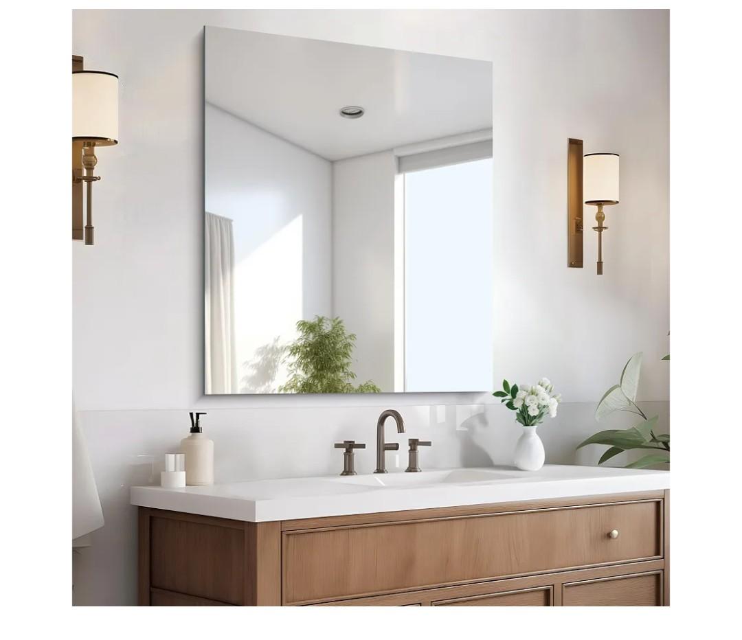 CILIBER Frameless Mirror, 30x36 Mirrors for Wall, Rectangle Bathroom Mirror for Over Sink, Frameless Vanity Mirror with Polished Edge, 3mm Tempered Glass, Hangs Horizontally or Vertically