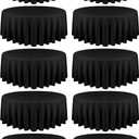 fani 10 Pack 108 Inch Round Tablecloth, Black Polyester Fabric Table Cloth for Round Table, Stain and Wrinkle Washable Table Cover for Wedding Party Dining Table Buffet Banquet Restaurant and Camping