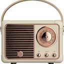 Baolira Retro Bluetooth Speaker, Portable Wireless Speaker with Crystal Clear Stereo Sound Rich Bass, Vintage Decor, Birthday Gifts for Women Teenage (Beige)