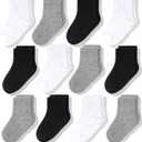 CozyWay Baby & Toddler Socks Crew Comfy Cotton Socks For Girls and Boys Babies Soft & Breathable Infant - 12 Pack (3-5T, Black White Gray)