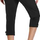 Ksmien Women's Lightweight Hiking Capri Pants Quick Dry Workout Cargo Capris Water Resistant UPF 50+ Zipped Pockets (Black, XXL)