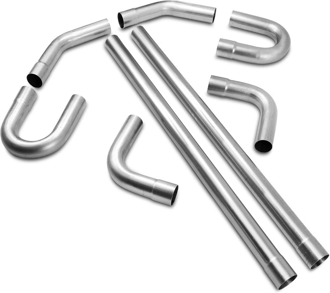 2.25'' Mild Steel Custom Exhaust Kit 16 Gauge Tubing Mandrel Bend Pipe Straight & U-Bend Universal 8PCS
