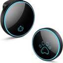 Comsmart Smart Wireless Dog Door Bell, Doggie Doorbell for Pet Potty Training Communication Go Outside Press Button with 38 Melodies 4 Volume Levels LED Flash (1 Receiver & 1 Transmitter), Black