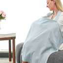 Baby Nursing Covers, Breathable 100% Cotton Nursing Cover with Arched Neckline,Nursing Apron. (Light Pink/Milky White/Light Blue)