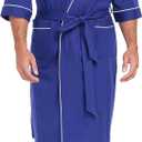 COLORFULLEAF Men's Bathrobes Summer Lightweight 100% Cotton Short Sleeve Robe for Mens with Pockets (XX-Large, 2-Cobalt Blue)