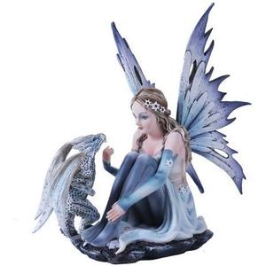 Pacific Giftware Snowflake Winter Fairy and White Leopard Dragon Mystical Statue Figurine