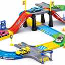 My First Speed Racing Assembly Track Builder Toy Playset - Starter Kit with 6 Diecast Cars, Accessories for Kids
