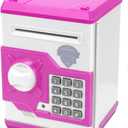 Cartoon Piggy Bank, Electronic Password Cash Coin Can Auto Scroll Paper Money Saving Box Gift for Kids (Pink)