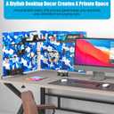 CCCEI Desk Organizer and Storage with Charging Station, Navy Blue Clamp on Table Pegboard, Gaming Standing Office Supplies Shelf Accessorie, Metal Peg Board Privacy Panels, Gifts for Men, 6FT.