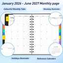 Daily Planner 2026-2027, 18-Month Weekly and Monthly Calendar Planner, January 2026 - June 2027, Planning Agenda Book with Laminated Tabs, Flexible Cover, 100GSM Thick Paper, A5 Size,Black