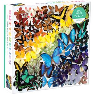 Galison Rainbow Butterflies Jigsaw Puzzle, 500 Pieces, 20x20  Features an Array of Butterflies in a Mesmerizing Rainbow of Color  Challenging, Perfect for Family Fun  Fun Indoor Activity