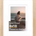 KINLINK 8x10 Picture Frame Natural, Solid Wood Frame with Acrylic Plexiglass for Pictures 4x6/5x7 with Mat or 8x10 without Mat, Tabletop and Wall Mounting Display Photo Frame 1 Pack