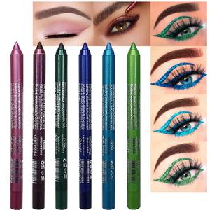 evpct 6Pcs Blue Colored Glitter Eyeliner Pencils Set,Dark Light Blue Green Purple Red Pink Metallic Colorful Liquid Eye Liner Set Women Waterproof (6 Count (Pack of 1))