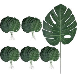 48 Pcs Artificial Monstera Leaves, 16" Faux Tropical Monstera Stems, Lifelike Fake Greenery for Wedding Decor, Jungle Party, Home Staging, Vase Fillers, No Maintenance