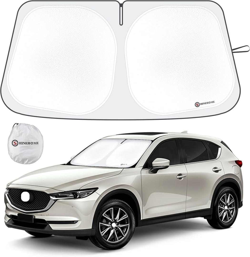 Car Windshield Sun Shade Compatible with 2017-2023 2024 2025 Mazda CX-5 CX5 Accessories Sport, Touring, Grand Touring, 4 Door Crossover Foldable Sunshade Custom Windshield Sun Visor