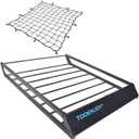 TOOENJOY Roof Rack Basket with Net, 43x 35x 4.7, Anti-Rust Rooftop Cargo Carrier with Removable Wind Fairing, Universal Car Top Luggage Holder for Car, SUV and Truck, 143 lbs Capacity