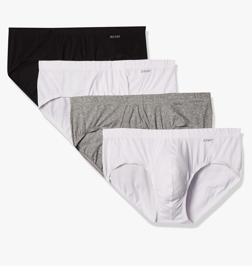 2(X)IST mens Essential Cotton Bikini Brief 4-pack Underwear, Heather Grey/White/Black, Medium US M