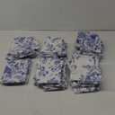 Cloth Napkins 15 x 15 Inch Plants Butterfly Soft Reusable Napkin Country French Cotton Dinner Towel Decorative Washable Towels for Spring Summer Fall Party(Blue White Flower,48 Pcs)
