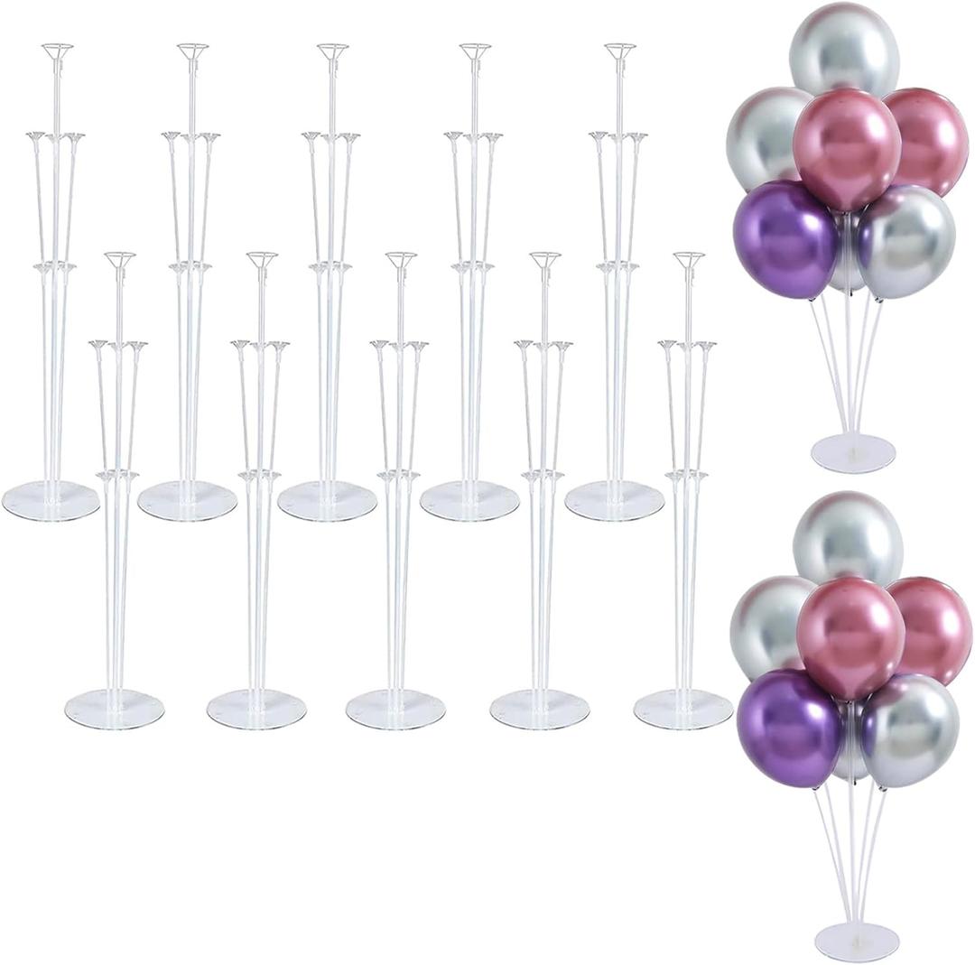 10 Sets Balloon Stand Kits, Balloon Sticks Holder with Base for Table Centerpiece Graduation Birthday Baby Shower Party Decorations