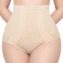 KLVEE Shapewear Tummy Control Panties for Women, Body Shaper Compression Underwear, High Waisted Seamless Girdle Under Dress Nude (Beige)- M/L
