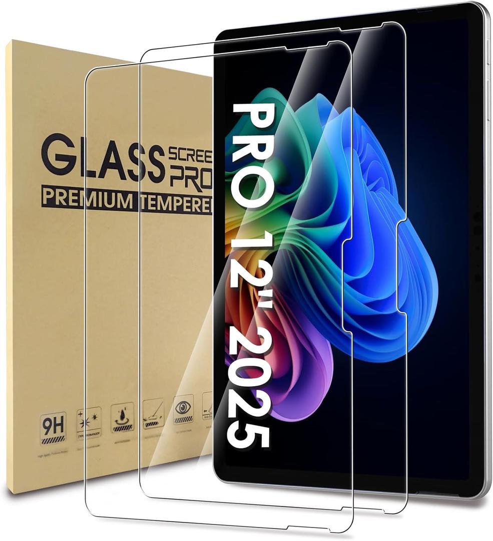 WD&CD 2 Pack Screen Protector Compatible with Microsoft Surface PRO 12" 2025, Case Friendly Tempered GlassAnti Scratch Anti BubbleHigh Definition