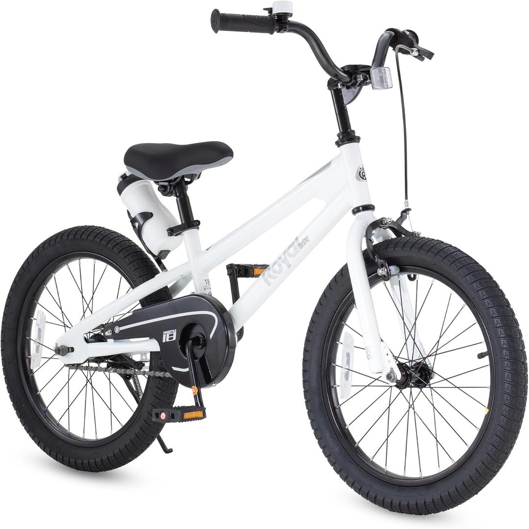 RoyalBaby Kids Bike EZ Freestyle Training Free Balance to Pedal Easy Learning Bicycle, 12-18 Inch for Toddlers to Big Kids (White)