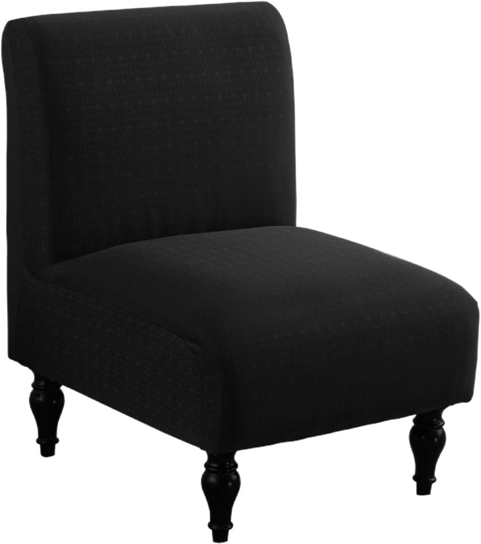 LavishCover Armless Accent Chairs Covers, Thick Armless Recliner Sofa Cover Stretchable, Removable Armless Chair Slipcover for Living Dining Room Hotel (Black, 1pc)