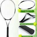 4 Pack Tennis Rackets for Adults Recreational 4 Players Pre Strung 27 Inch Tennis Racquets Lightweight Rackets Bulk with Balls Overgrips for Training