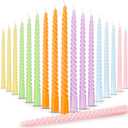 Nuanchu 25 Pcs Spring Spiral Taper Candles Set Pastel Colorful Twisted Wax Candlestick 10 Inch Unscented Dripless Long Tall Tapered Candlesticks Smokeless for Spring Dinner Wedding Party