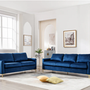 FFH 2 Pieces Velvet Living Room Sets, Modern 2 Seater Loveseat Sofa and 3 Seater Sofa Couch, Navy Blue