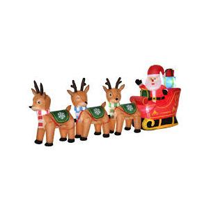 VCUTEKA Christmas Inflatables Outdoor Decorations, 12FT Blow Up Santa Claus Sleigh with Reindeer and Gifts, Animated Christmas Inflatable Yard Decoration with LED Lights for Holiday Lawn Garden Décor