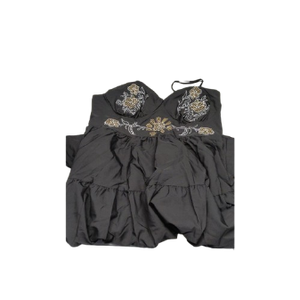 BEAUDRM Women's Plus Size Gothic Dress Floral Punk Grunge V Neck Flowy A Line Midi Long Dresses Ruched Sundress Black 3XLarge Plus