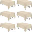 BRILLMAX 6 Pack Beige Tablecloths 60 x 102 Inch for 6ft Rectangle Tables - 150 GSM Polyester Fabric, 15" Standard Drop, Water, Stain & Wrinkle Resistant Cloth Cover for Wedding Banquet Dining Buffet