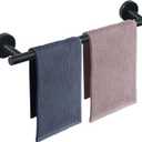 NearMoon Bath Towel Bar, Bath Accessories Thicken Stainless Steel Shower Towel Rack for Bathroom, Towel Holder Wall Mounted (1 Pack, Matte Black, 24 Inch)